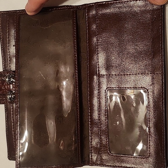 Vintage Linen and Croc Embossed Faux Leather Long Wallet - Picture 11 of 14